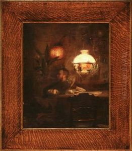 The Danish Painter L. A. Ring Visiting The Artist Father, Vilhelm Rosenstand by Christian Emil Rosenstand
