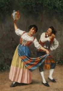 Dancing Italians In Traditional Clothing by Vilhelm J. Rosenstand