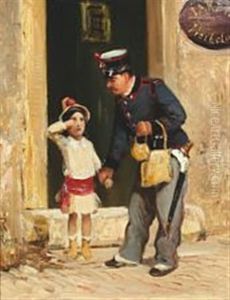 A Crying Girl Being Helped By A Roman Police Officer