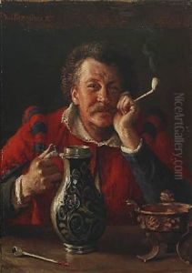 Pipe Smoking Farmhand With A Beer Mug