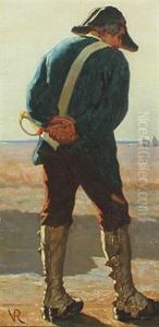 Soldier With Folded Hands Along The Coast