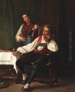 Interior With Two Young Tyrolese At A Table