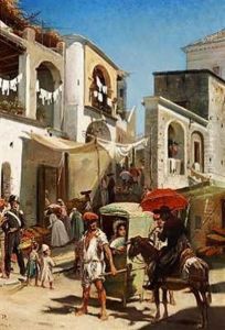 Italiensk Gadescene Fra Ischia