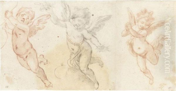 Three Studies Of Flying Putti - view 1