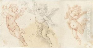 Three Studies Of Flying Putti by Fabrizio Boschi