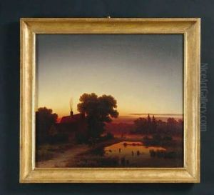 Abendstimmung An Einem Weiher by August Rosenthal