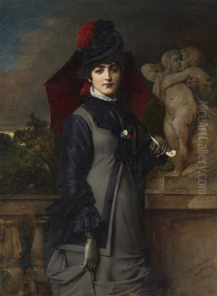 Portrait Of A Young Woman With A Parasol - view 1