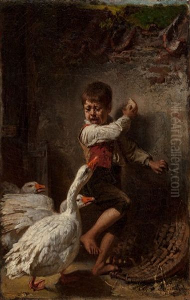 Boy Frightened By Geese, 1877 - view 1