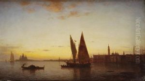 Venise, Le Grand Canal Au Crepuscule by Amedee Rosier