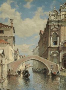 Gondoliers Sur Un Canal A Venise