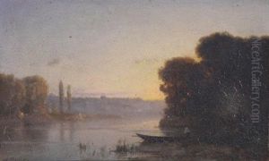 Pecheur Au Soleil Couchant by Amedee Rosier