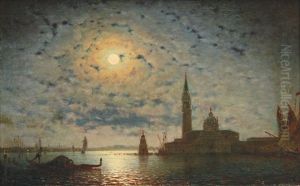 Venice, S. Giorgio Maggiore In The Moonlight by Amedee Rosier