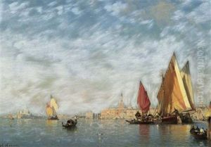 Segelboote Vor Venedig by Amedee Rosier