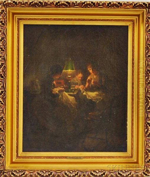 Women Sewing By Candlelight - view 1