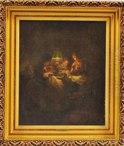 Women Sewing By Candlelight