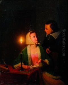 Scene Galante, Lecture A La Bougie by Johannes Rosierse