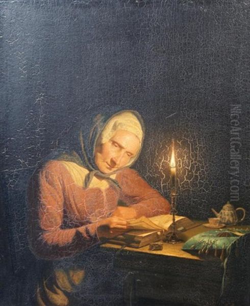 Old Woman With Candlelight - view 1