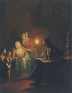 Familienidylle Bei Kerzenlicht