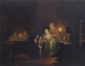 Familienidylle Bei Kerzenlicht by Johannes Rosierse