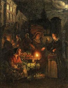 The Market Stall By Lamplight
