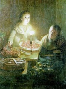 Jeune Fille Preparant Les Desserts by Johannes Rosierse