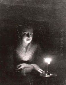 Young Woman With Chamber Stick by Johannes Rosierse
