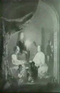 A Family In A Candlelit Interior by Johannes Rosierse
