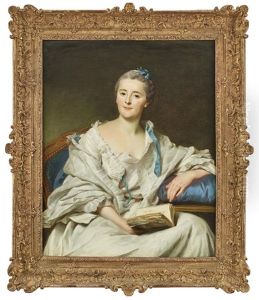 Portratt Av Marie-francoise Julie Constance Filleul, Marquise De Marigny Sittande Med En Oppen Bok I Hoger Hand