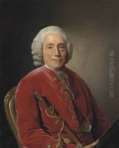 Portrait Of Adrien Jacques Puissant (1699-1782), Half-length, In A Red Velvet Coat With Gold Buttons And A Lace Cravat