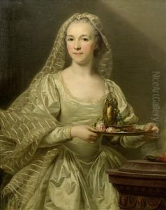 Portrait Of A Lady, Said To Be Mlle Bourgevin De Linas, As A Vestal Virgin by Alexander Roslin