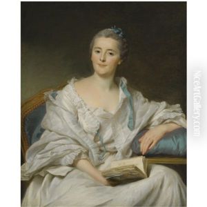 Portrait Of Marie-francoise Julie Constance Filleul, Marquise De Marigny, Seated, Holding An Open Book In Her Right Hand