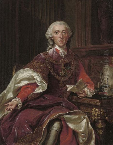 Portrait Of The Count Of Stahrenberg In Red Velvet Robes Of Honour - view 1