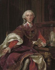Portrait Of The Count Of Stahrenberg In Red Velvet Robes Of Honour by Alexander Roslin