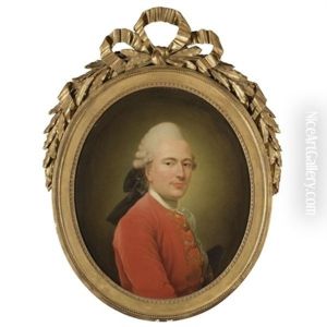 Portrait Of Gentleman, Half-length, Wearing A Red And Gold Tunic And A White Shirt by Alexander Roslin