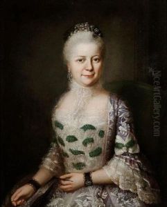 Portrait Of Cristina Von Oppel In A Lilac Dress With Lace Trim And Green Bows