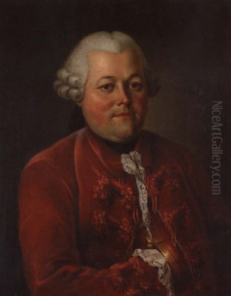 Portrait Of A Gentleman In A Red Embroidered Coat - view 1