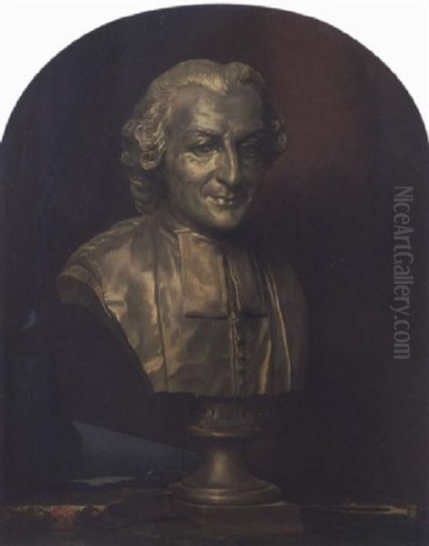 Un Tableau Representant Le Buste En Bronze De Feu L'abbe Gougenot - view 1