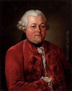 Portrait Of A Gentleman In Red Jacket by Alexander Roslin