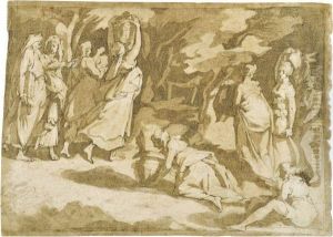 The Gathering Of The Manna, After Polidoro by Andrea Boscoli