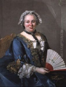 Portrait De Femme Tenant Un Eventail by Alexander Roslin