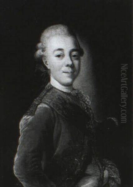 Grand Duke Paul Petrovich (later Emporer Paul) Shown Wearing The Order Of Saint Andrew Across A Plum Colored Gold Coat - view 1