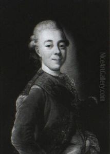 Grand Duke Paul Petrovich (later Emporer Paul) Shown Wearing The Order Of Saint Andrew Across A Plum Colored Gold Coat by Alexander Roslin