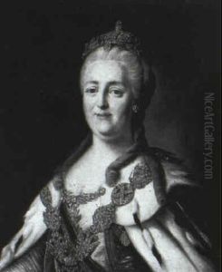 Catherine The Great Alexeevna, Depicted Wearing A Small     Diamond Chain The Order Of Saint Andrew Across Her Mantle...