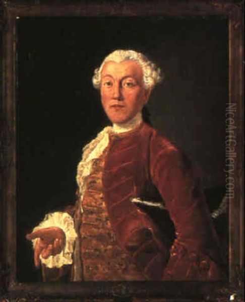Portrait Of A Gentleman, Half-length, In A Red Coat - view 1
