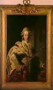 Portraet Af Christina Vii I Kroningsdragt Staende Med       Scepter I Hojre Hand, Venstre Hand Hviler Pa Kronen
