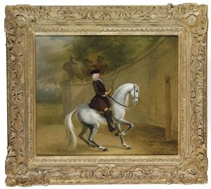 A Gentleman On A Grey At A Riding School Executing A Reinback On A Single Rein