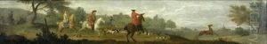 A Hunting Party In Pursuit Of A Stag by James Ross