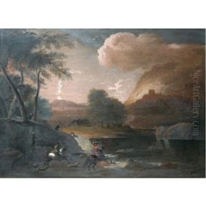 A Stag Hunt By Moonlight by James Ross
