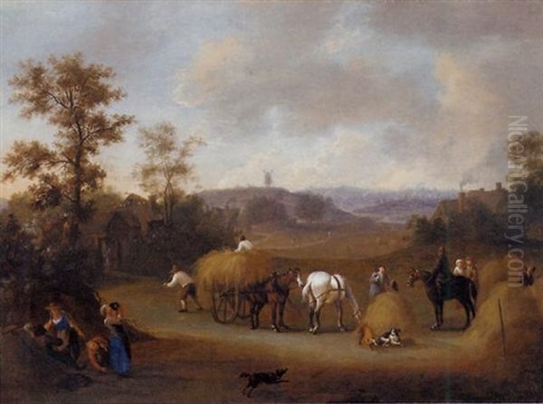 A Haymaking Scene With Figures In An Extensive Landscape - view 1