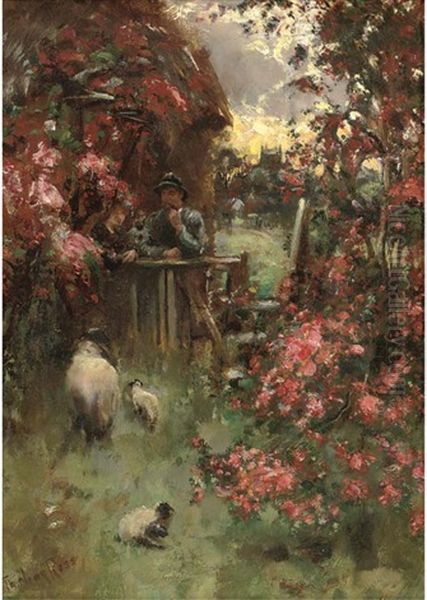 New Lambs In An Orchard - view 1